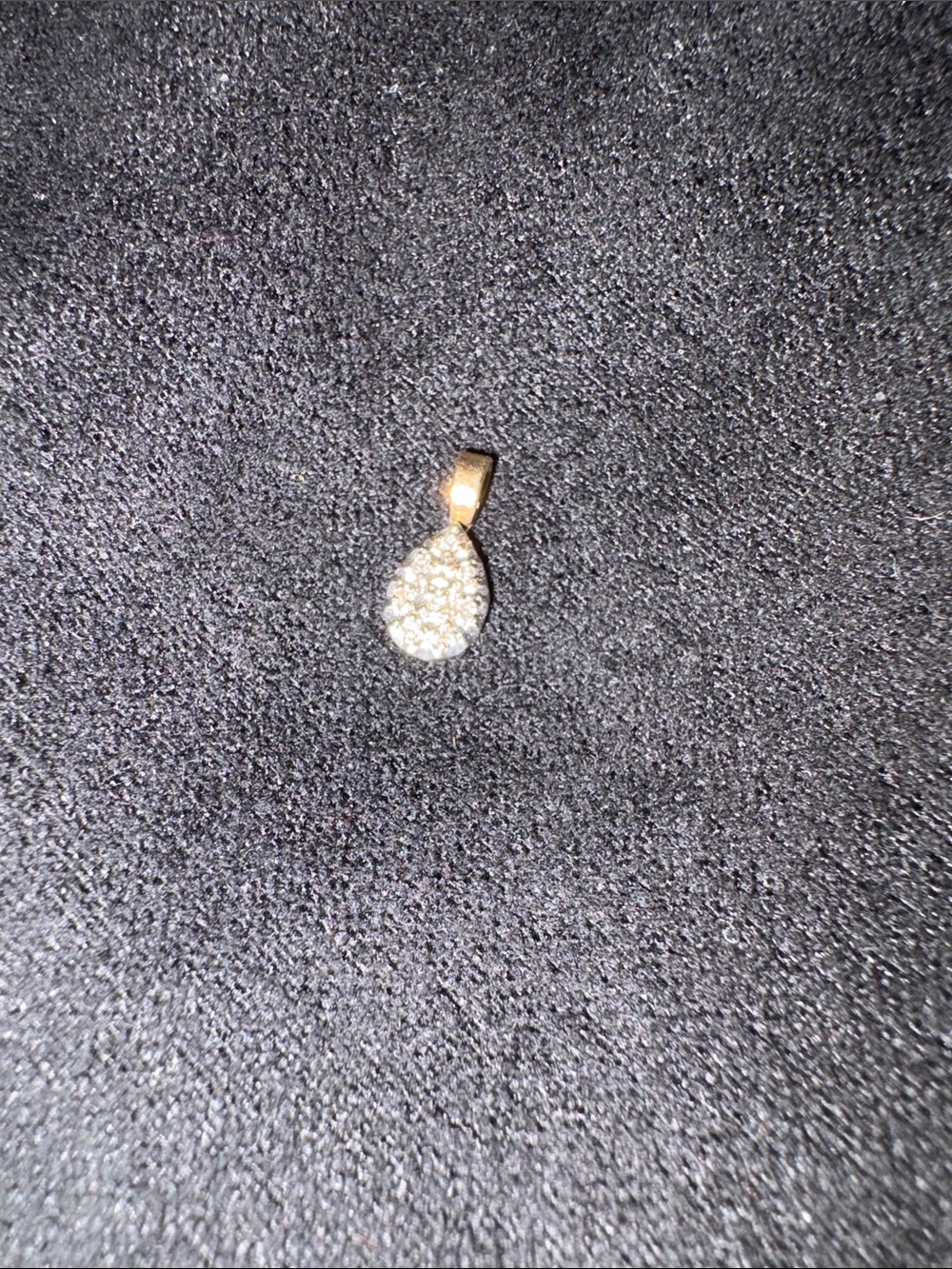 Gold Teardrop Pendant Necklace with Diamond 
Pave